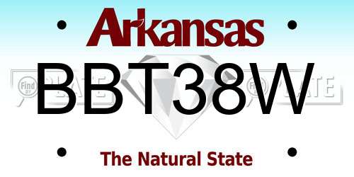 BBT38W Arkansas License Plate
