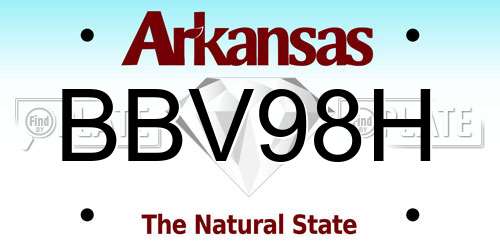 BBV98H Arkansas License Plate