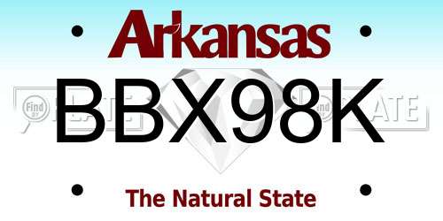 BBX98K Arkansas License Plate
