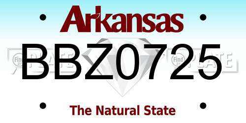 BBZ0725 Arkansas License Plate
