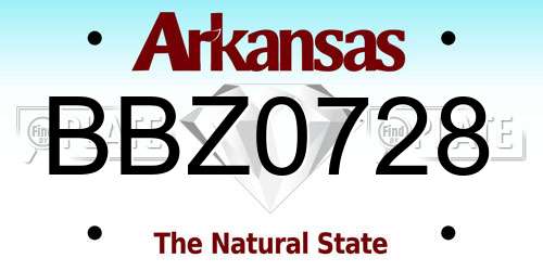 BBZ0728 Arkansas License Plate