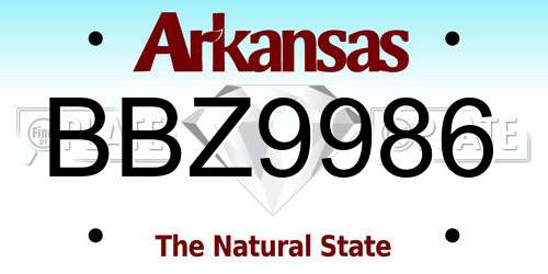 BBZ9986 Arkansas License Plate