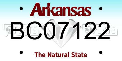 BC07122 Arkansas License Plate