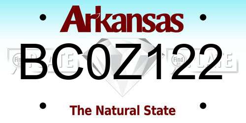 BC0Z122 Arkansas License Plate