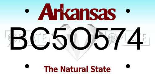 BC5O574 Arkansas License Plate