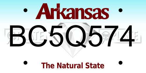 BC5Q574 Arkansas License Plate