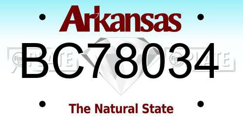 BC78034 Arkansas License Plate