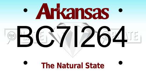 BC7I264 Arkansas License Plate