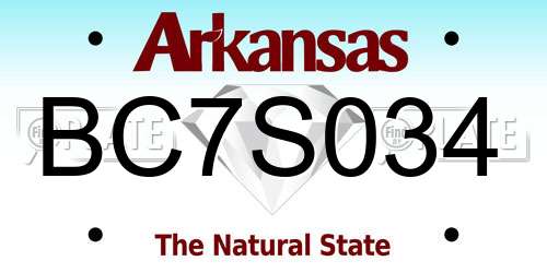 BC7S034 Arkansas License Plate