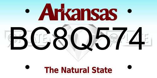 BC8Q574 Arkansas License Plate