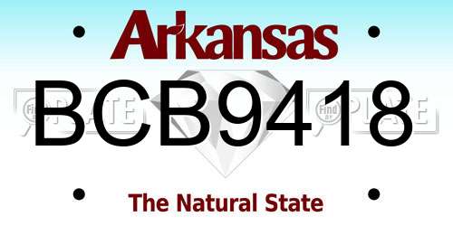 BCB9418 Arkansas License Plate