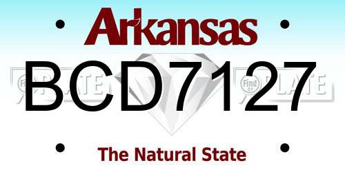 BCD7127 Arkansas License Plate