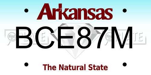 BCE87M Arkansas License Plate