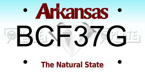 BCF37G Arkansas License Plate