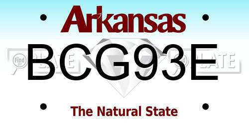 BCG93E Arkansas License Plate
