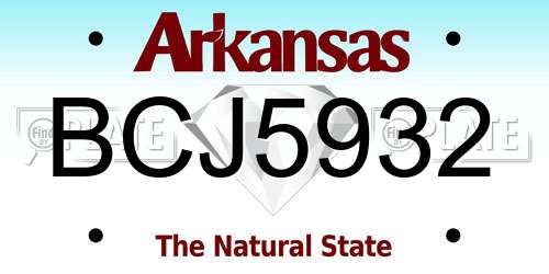 BCJ5932 Arkansas License Plate