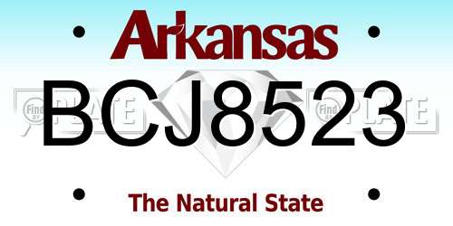BCJ8523 Arkansas License Plate