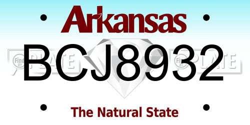 BCJ8932 Arkansas License Plate