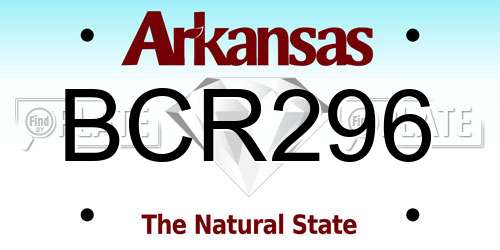BCR296 Arkansas License Plate
