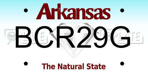 BCR29G Arkansas License Plate