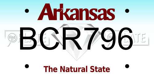 BCR796 Arkansas License Plate