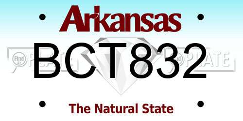 BCT832 Arkansas License Plate