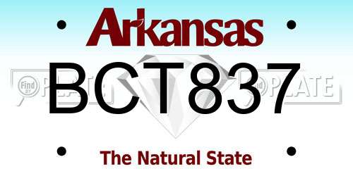 BCT837 Arkansas License Plate