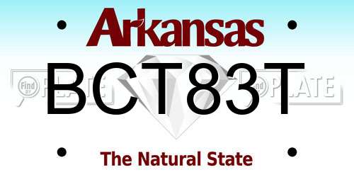 BCT83T Arkansas License Plate