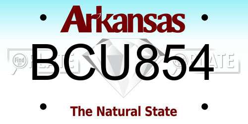 BCU854 Arkansas License Plate