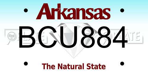 BCU884 Arkansas License Plate