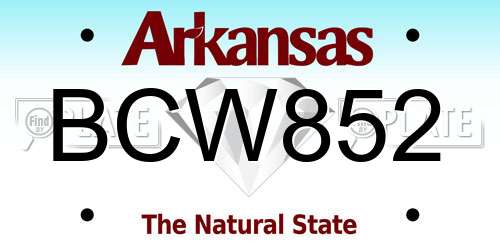 BCW852 Arkansas License Plate