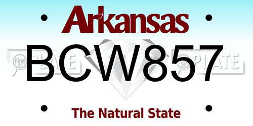 BCW857 Arkansas License Plate
