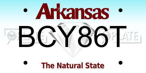 BCY86T Arkansas License Plate