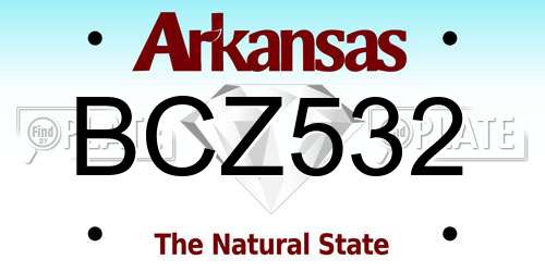BCZ532 Arkansas License Plate