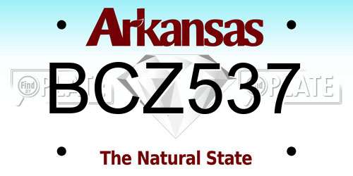 BCZ537 Arkansas License Plate