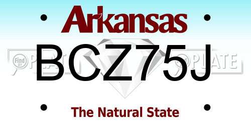 BCZ75J Arkansas License Plate