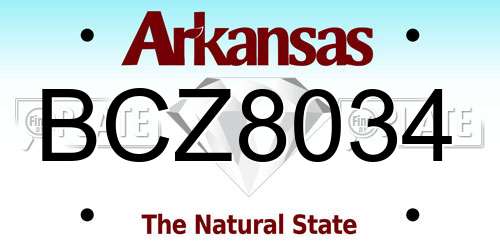 BCZ8034 Arkansas License Plate