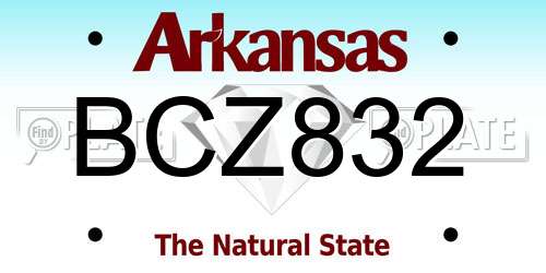 BCZ832 Arkansas License Plate
