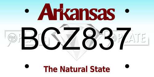 BCZ837 Arkansas License Plate