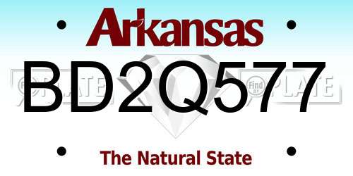 BD2Q577 Arkansas License Plate