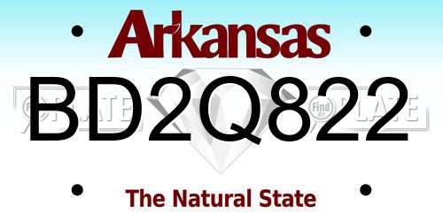 BD2Q822 Arkansas License Plate