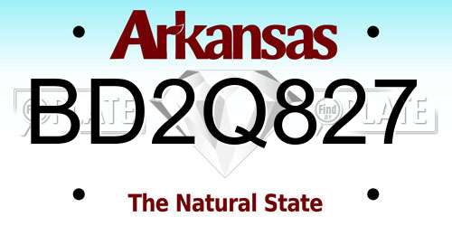 BD2Q827 Arkansas License Plate