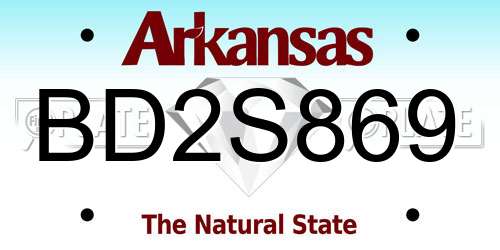 BD2S869 Arkansas License Plate