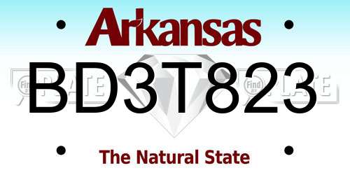 BD3T823 Arkansas License Plate