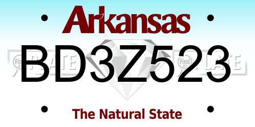 BD3Z523 Arkansas License Plate