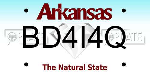 BD4I4Q Arkansas License Plate