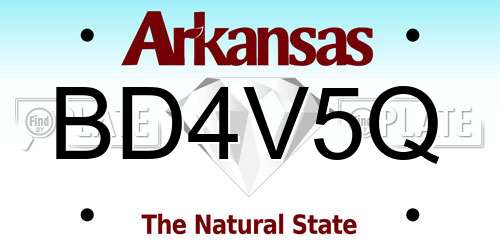 BD4V5Q Arkansas License Plate