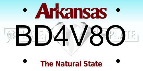 BD4V8O Arkansas License Plate