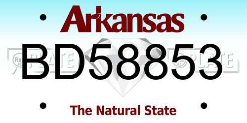 BD58853 Arkansas License Plate