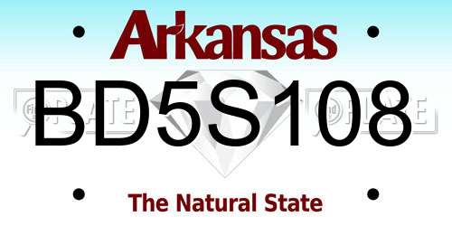 BD5S108 Arkansas License Plate